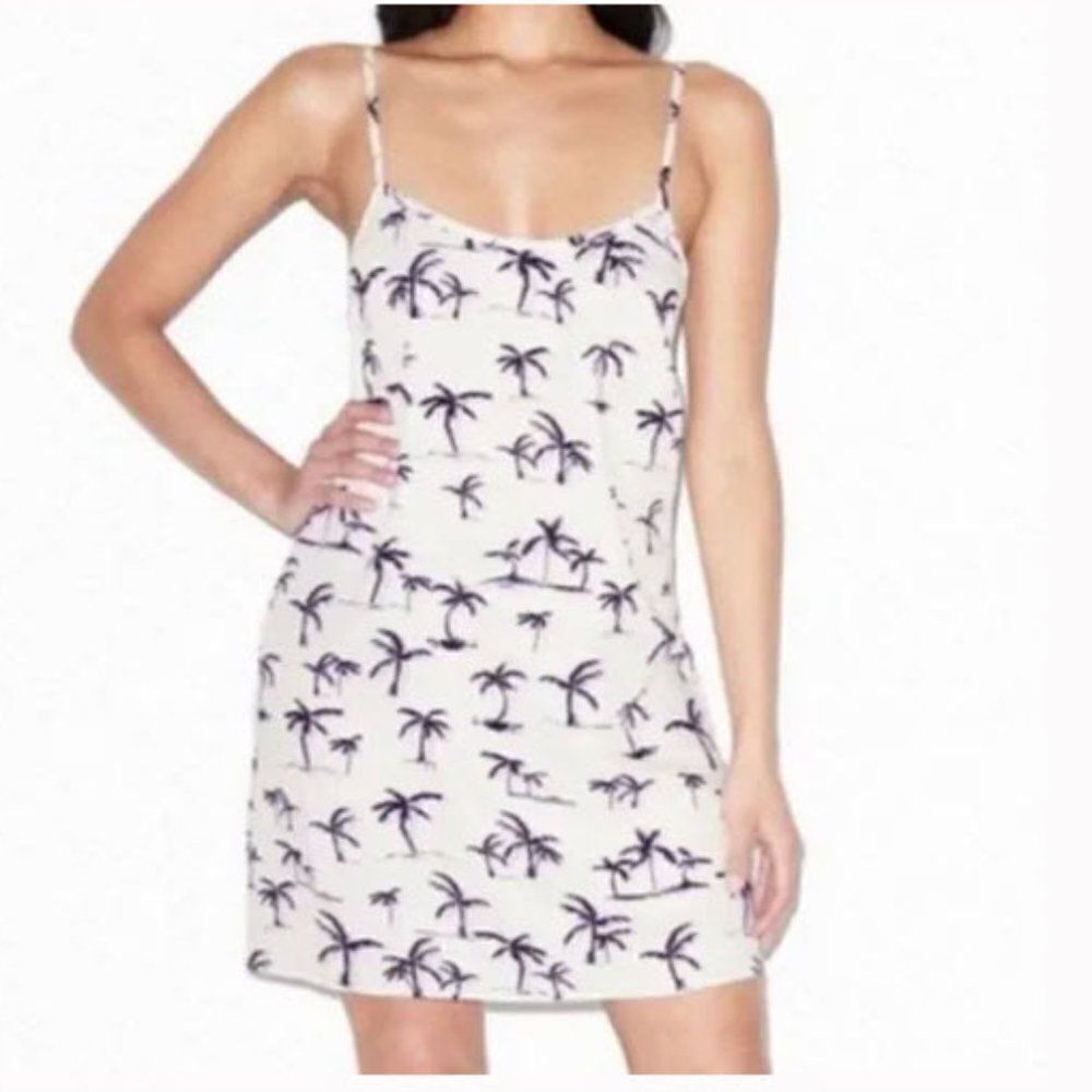 American Apparel Tank Dress size 2XL  Palm Tree Shadow Print White Purple
